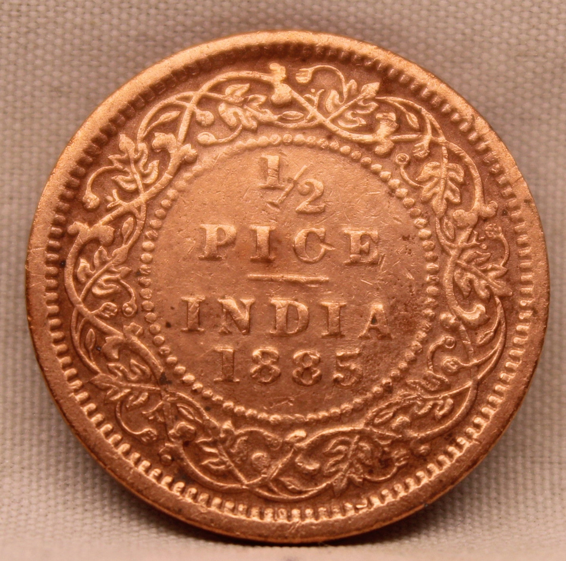 1/2 Pice Coin 1885 Victoria Empress Copper Coin