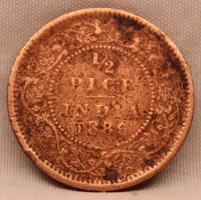 1/2 Pice Coin 1886 Victoria Empress Copper Coin