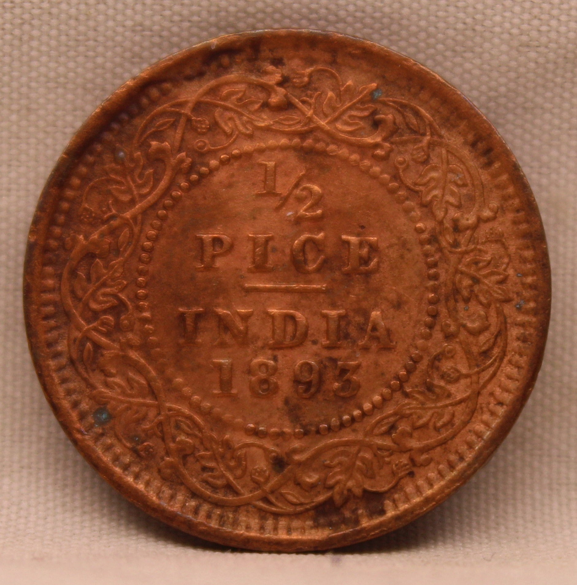 1/2 Pice Coin 1893 Victoria Empress Copper Coin