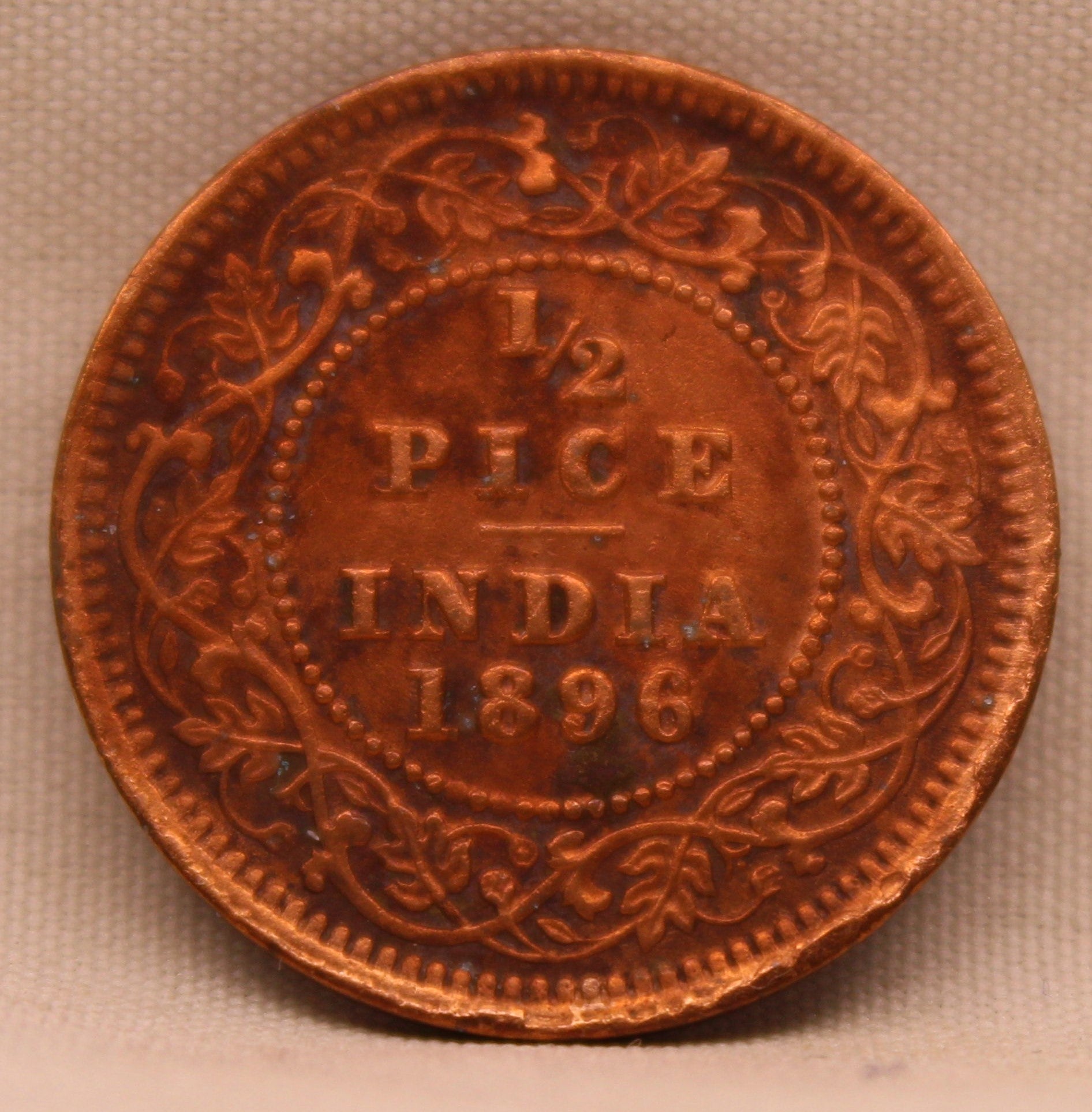 1/2 Pice Coin 1896 Victoria Empress Copper Coin