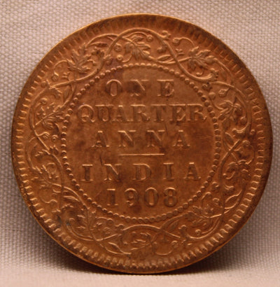 1\4 Anna 1908 Edward VII Bronze Coins