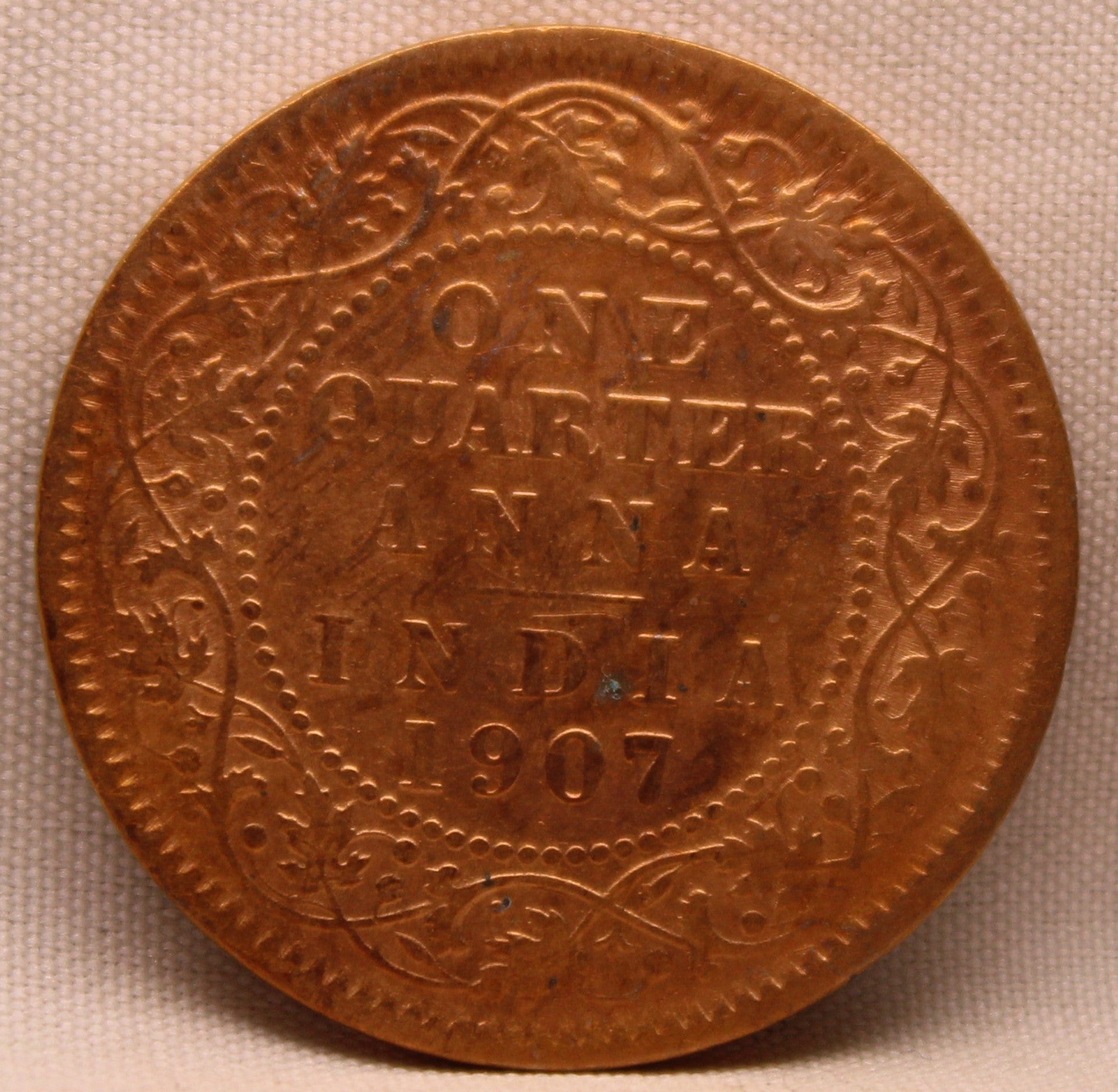 1\4 Anna 1907 Edward VII Bronze Coins