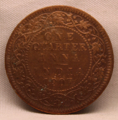 1\4 Anna 1907 Edward VII Bronze Coins