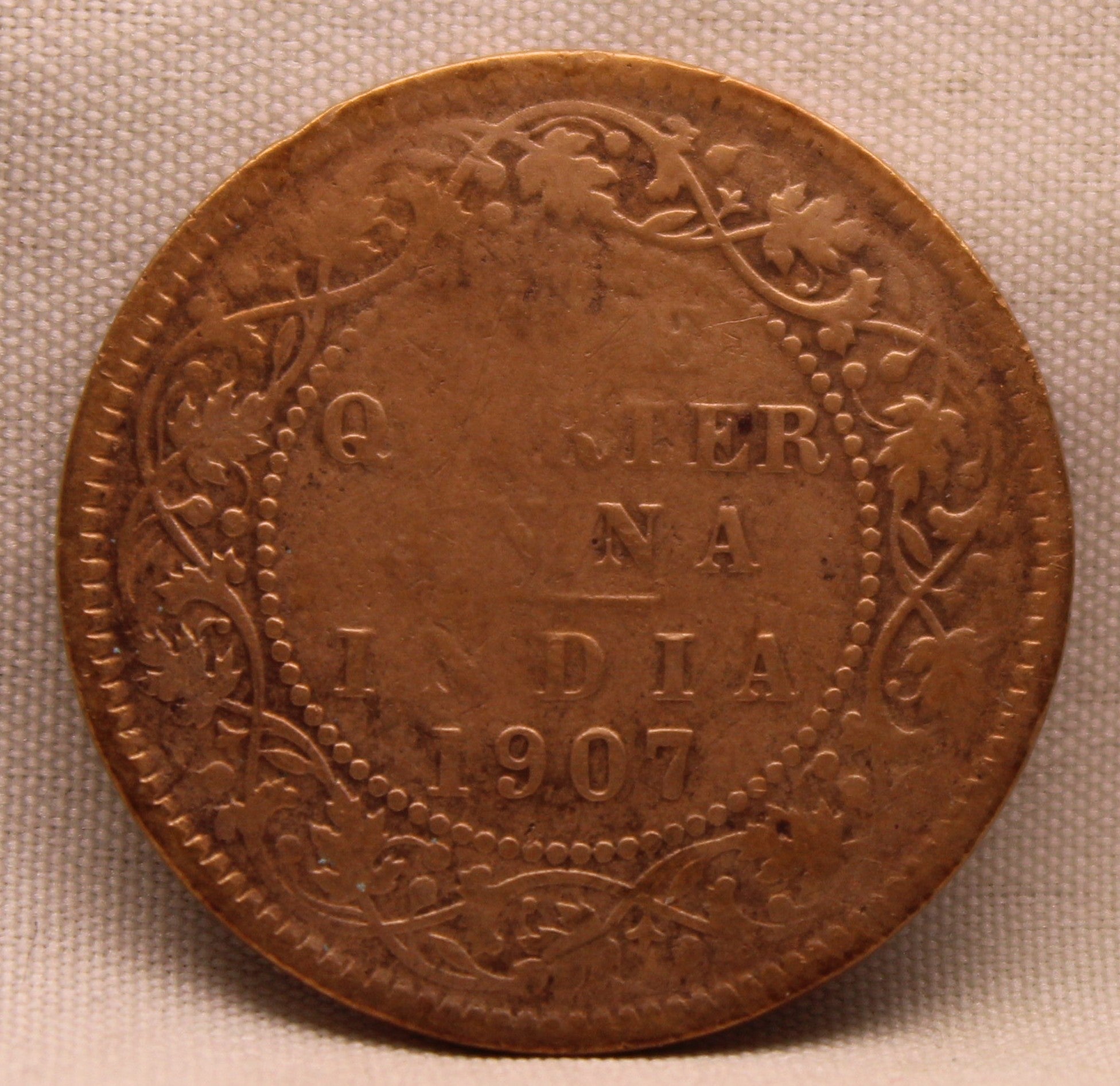 1\4 Anna 1907 Edward VII Bronze Coins