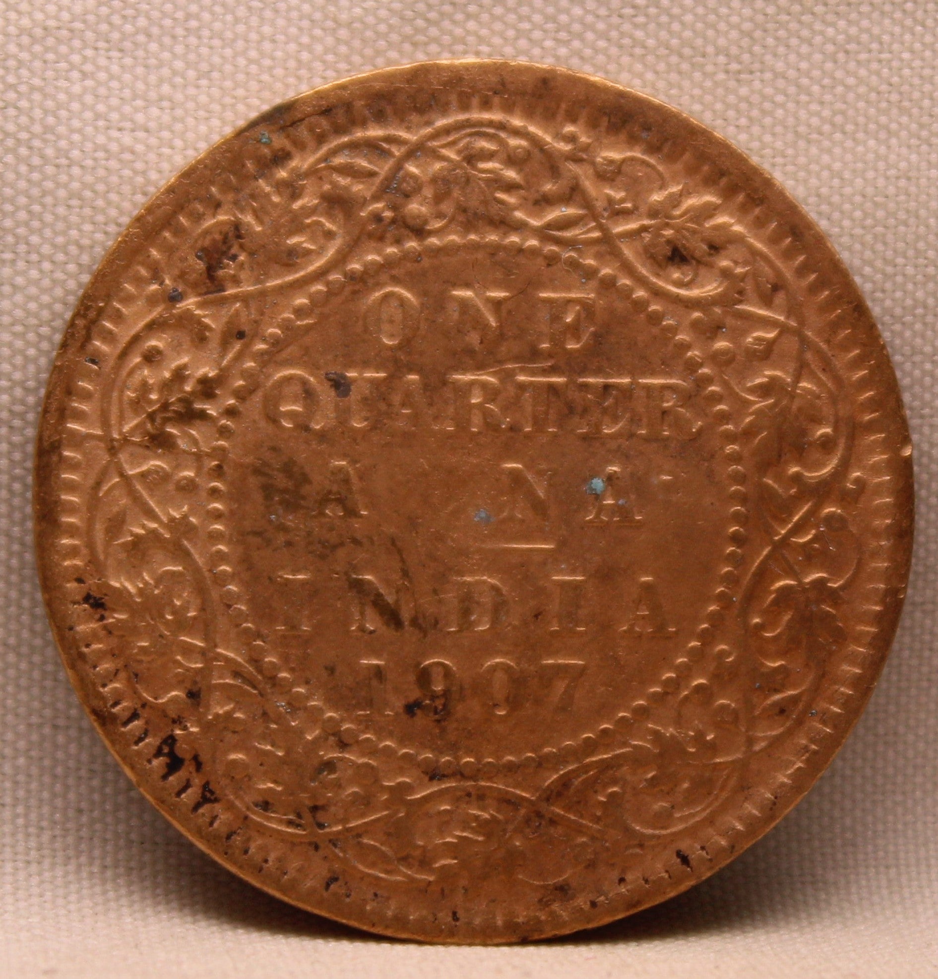 1\4 Anna 1907 Edward VII Bronze Coins