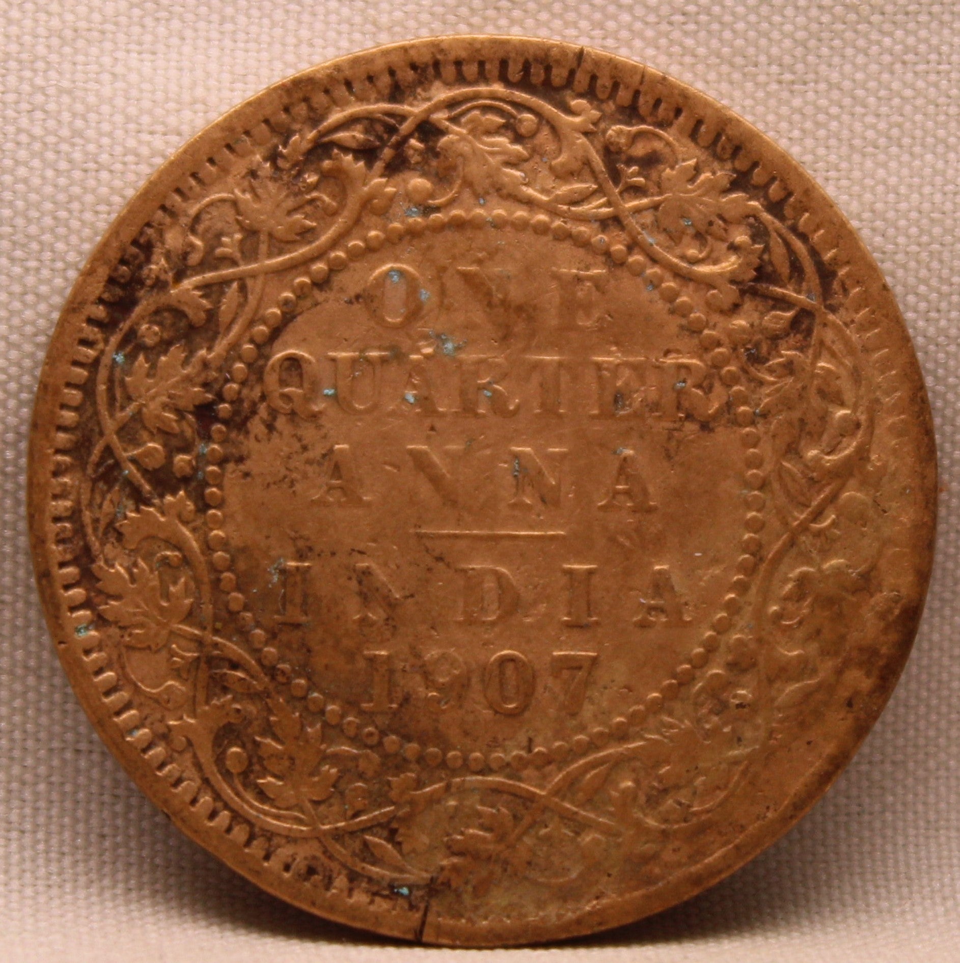 1\4 Anna 1907 Edward VII Bronze Coins