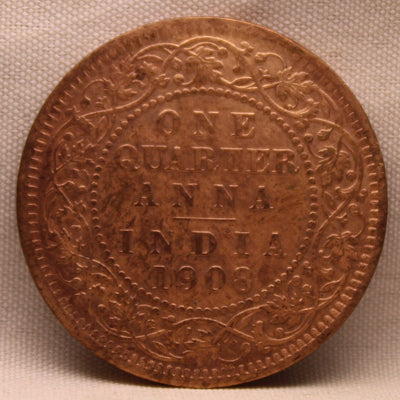 1\4 Anna 1908 Edward VII Bronze Coins