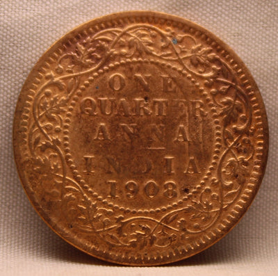 1\4 Anna 1908 Edward VII Bronze Coins