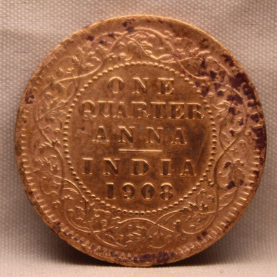 1\4 Anna 1908 Edward VII Bronze Coins