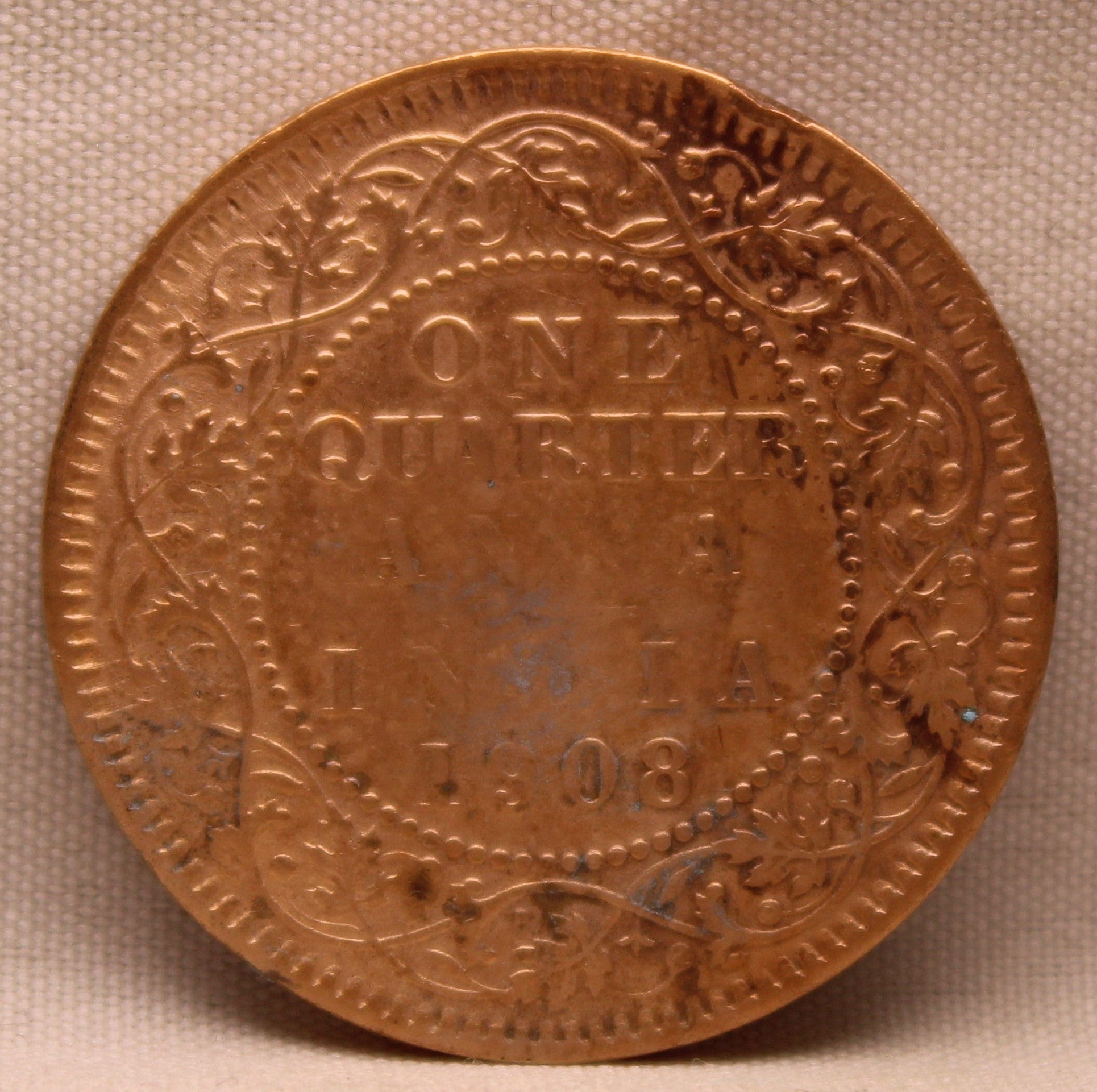 1\4 Anna 1908 Edward VII Bronze Coins