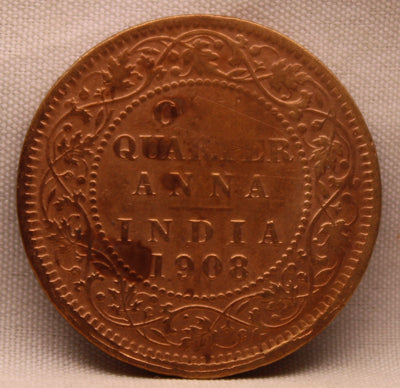 1\4 Anna 1908 Edward VII Bronze Coins