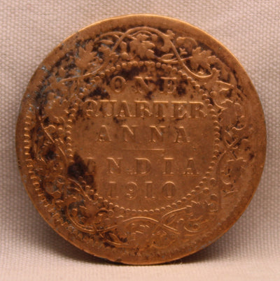 Quarter Anna 1910 Edward VII Bronze Coins