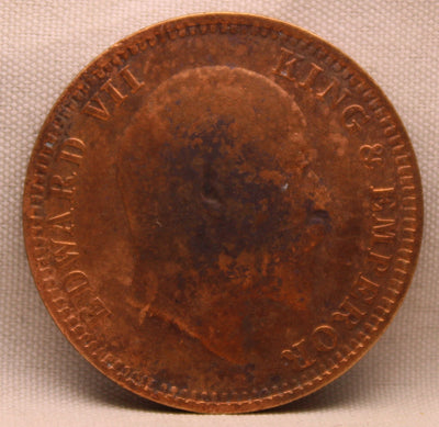 Quarter Anna 1910 Edward VII Bronze Coins