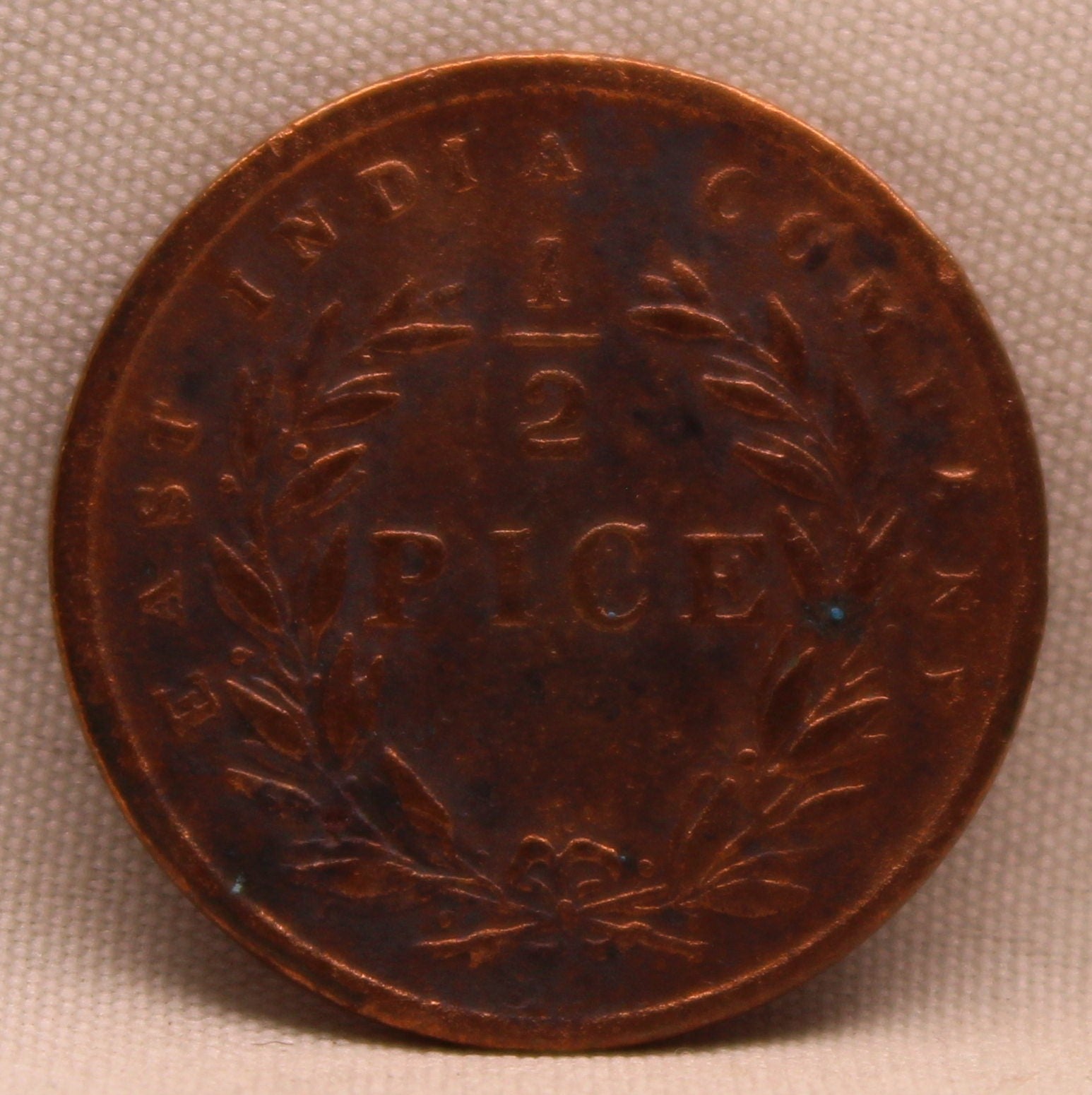 1/2 Pice 1853 Victoria East India Company British Copper Coin