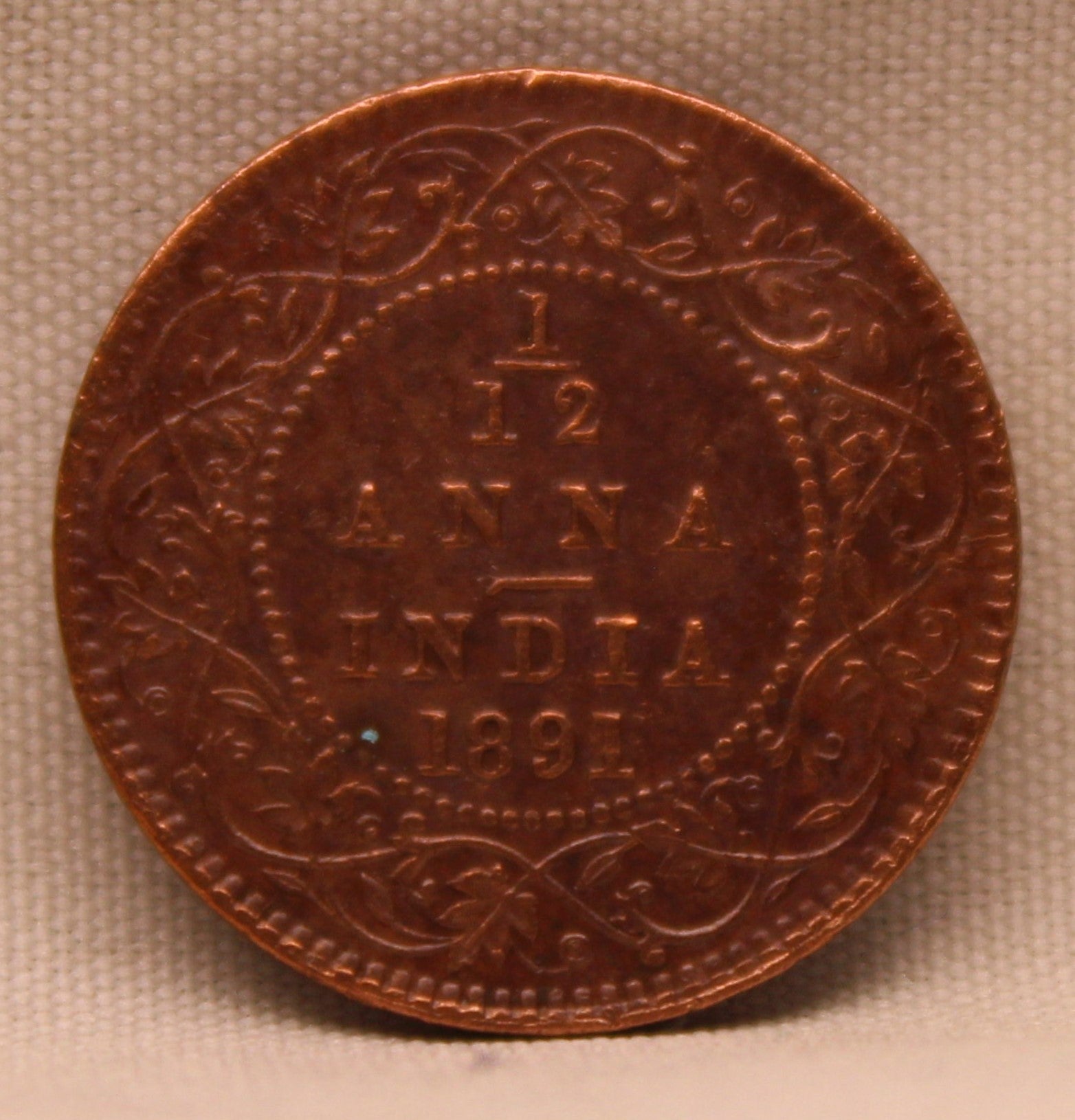 1/12 Anna 1891 Victoria Express Copper Coin