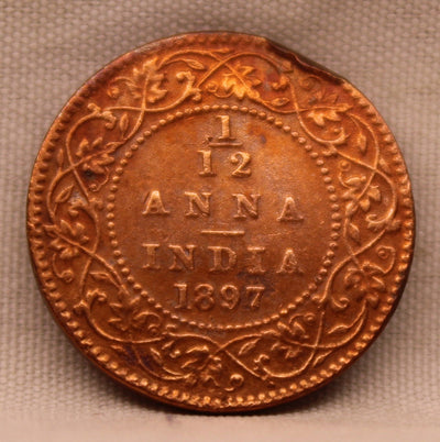 1/12 Anna 1897 Victoria Express Copper Coin