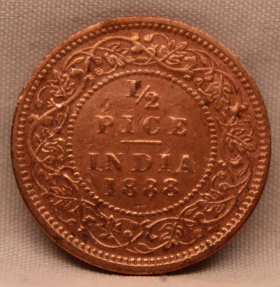 1/2 Pice Coin 1889 Victoria Queen Copper Coin