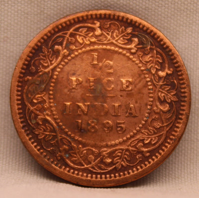 1/2 Pice Coin 1895 Victoria Queen Copper Coin