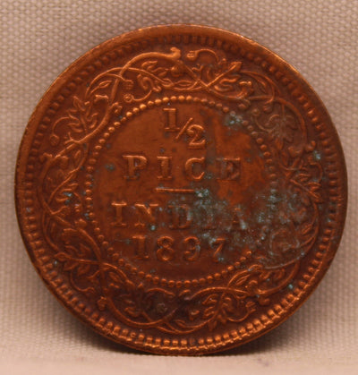 1/2 Pice Coin 1897 Victoria Queen Copper Coin