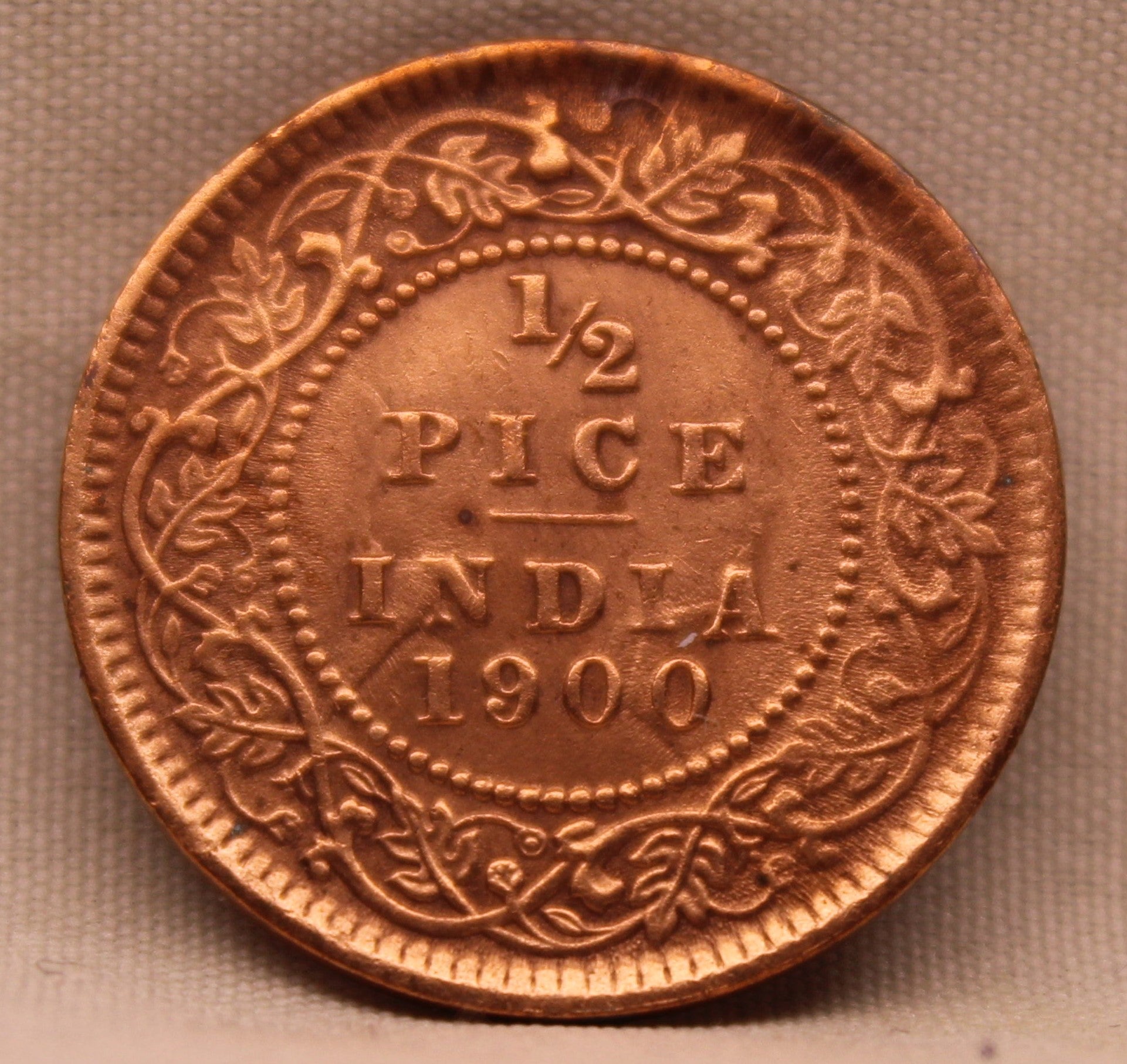 1/2 Pice Coin 1900 Victoria Queen Copper Coin