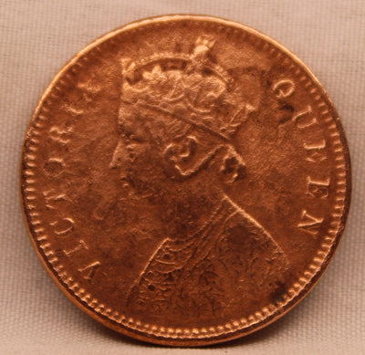 1/4 Anna 1876 Victoria Queen Copper Coin