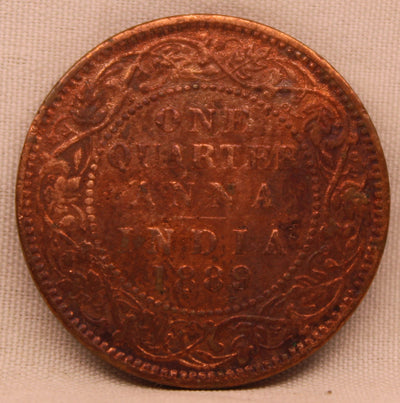 1/4 Anna 1889 Victoria Express Copper Coin