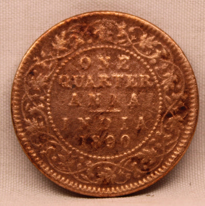 1/4 Anna 1890 Victoria Express Copper Coin