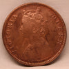 1/2 Anna  Coin of Victoria Queen of Calcutta Mint of 1862 Copper