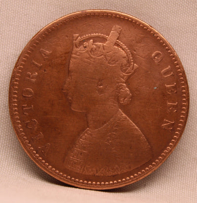 1/2 Anna  Coin of Victoria Queen of Calcutta Mint of 1875 Copper