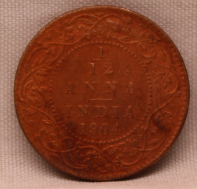 1/12 Anna Coin of Victoria Queen of Calcutta Mint of 1904 Copper