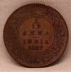 1/12 Anna Coin of Victoria Queen of Calcutta Mint of 1907 Copper