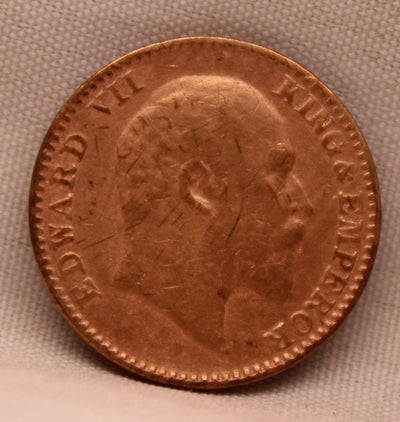 1/12 Anna Coin of Victoria Queen of Calcutta Mint of 1909 Copper