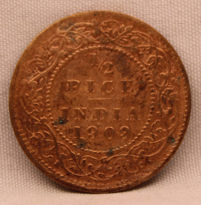 1/2 Pice Coin of King Edward VII of Calcutta Mint of 1909