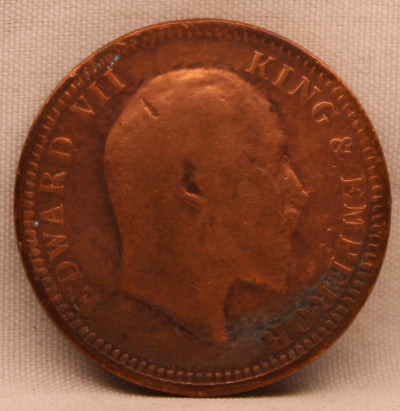 1/4 Anna Coin of King Edward VII of Calcutta Mint of 1903 Copper