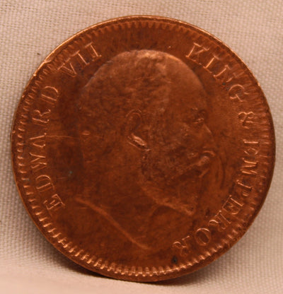 1/4 Anna Coin of King Edward VII of Calcutta Mint of 1905 Copper