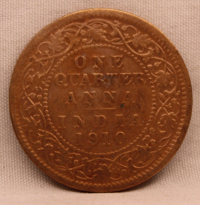 1/4 Anna Coin of King Edward VII of Calcutta Mint of 1910 Copper