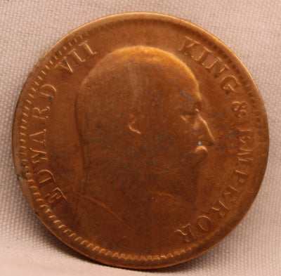 1/4 Anna Coin of King Edward VII of Calcutta Mint of 1910 Copper