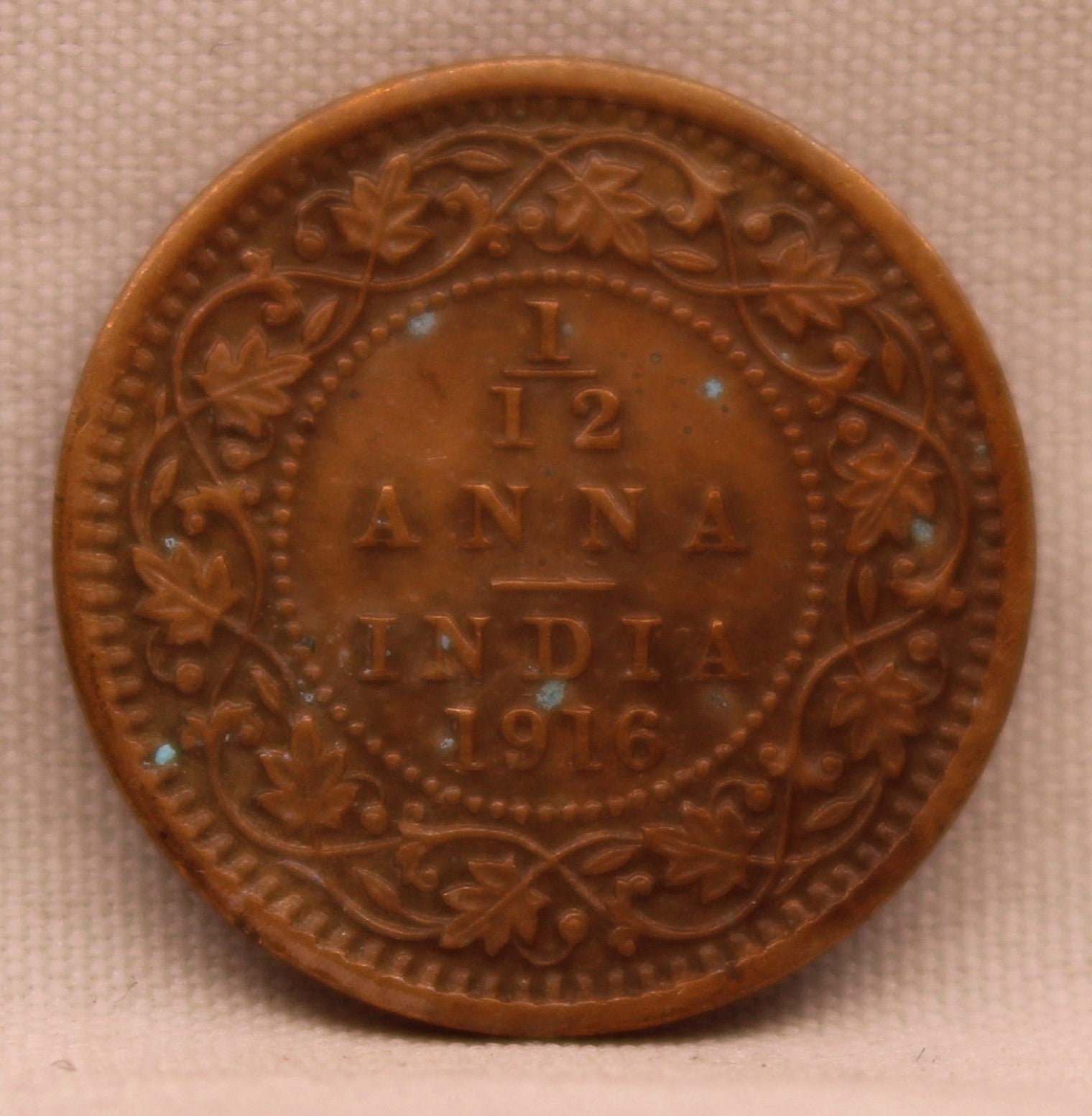 1\12 Anna 1916 George V Bronze coins