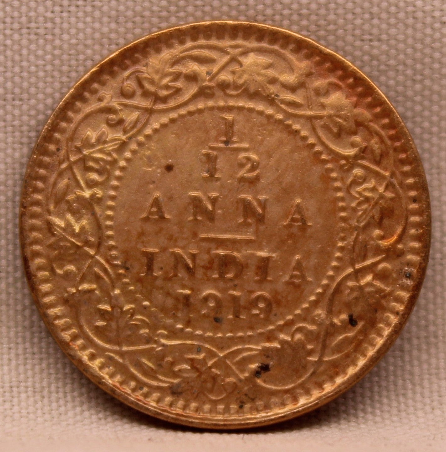 1\12 Anna 1919 George V Bronze coins