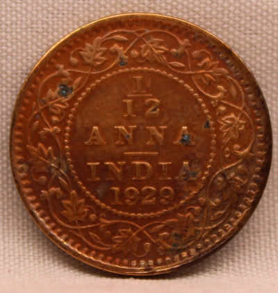 1\12 Anna 1929 George V Bronze coins