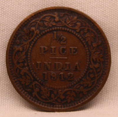 1\2 Pice 1912 George V Bronze coins