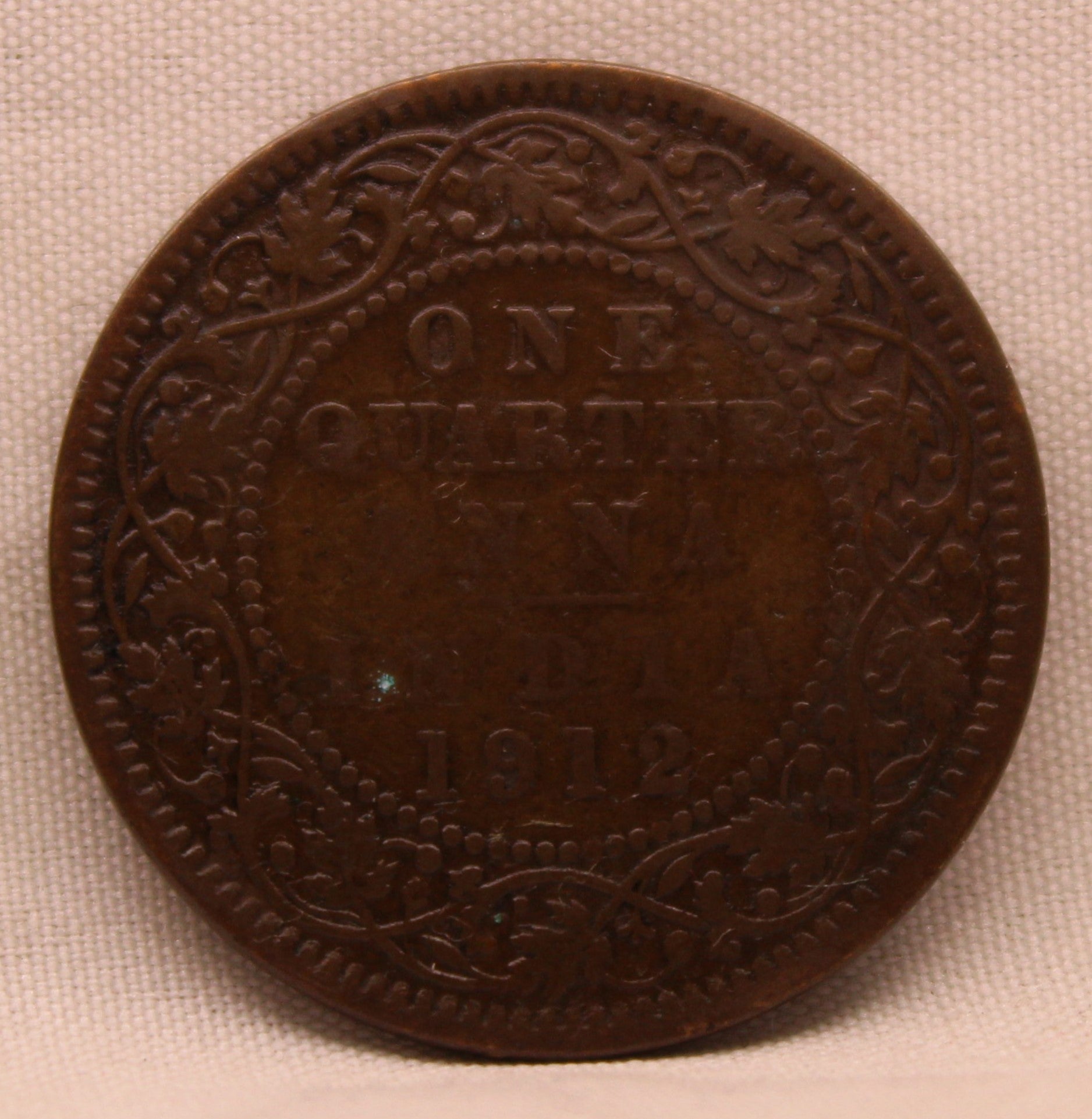 1/4 Anna Coin of King George V of Calcutta Mint of 1912 Bronze