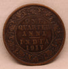 1/4 Anna Coin of King George V of Calcutta Mint of 1917 Bronze