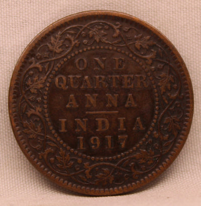 1/4 Anna Coin of King George V of Calcutta Mint of 1917 Bronze