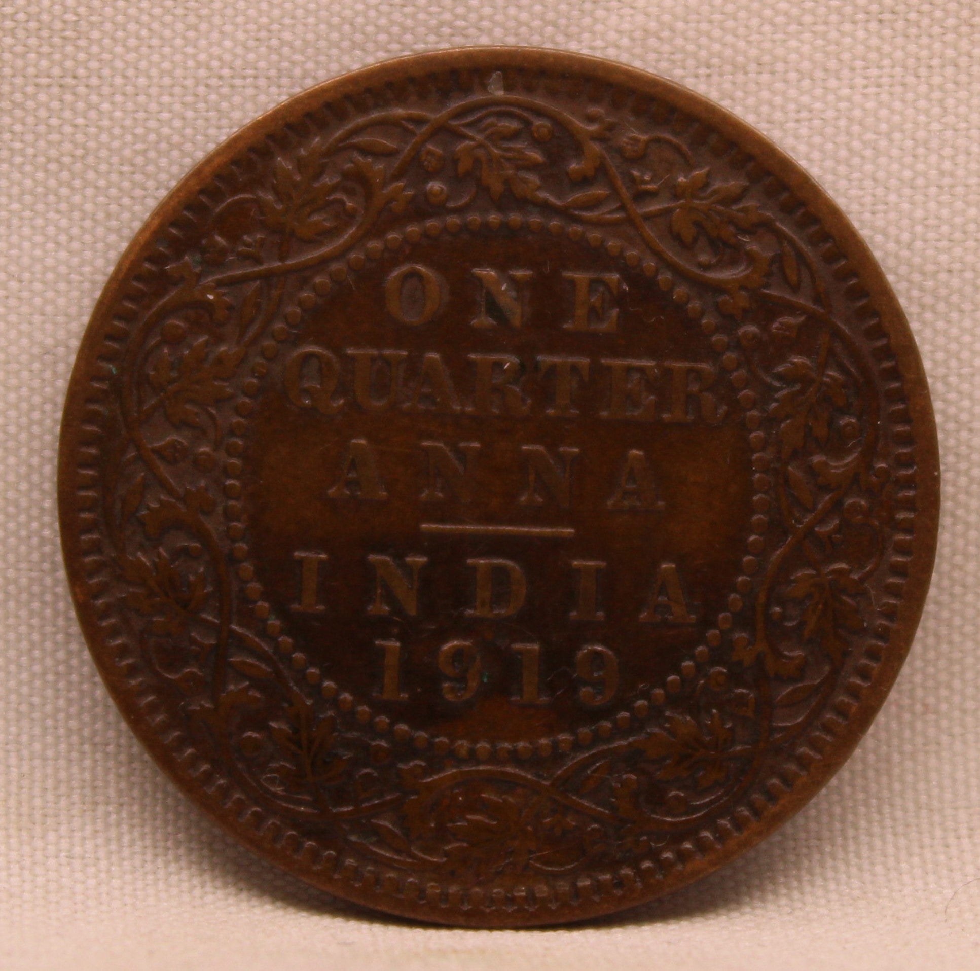 1/4 Anna Coin of King George V of Calcutta Mint of 1919 Bronze