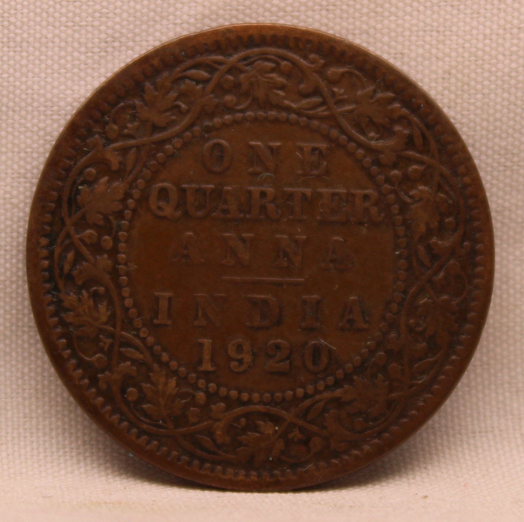 1/4 Anna Coin of King George V of Calcutta Mint of 1920 Bronze