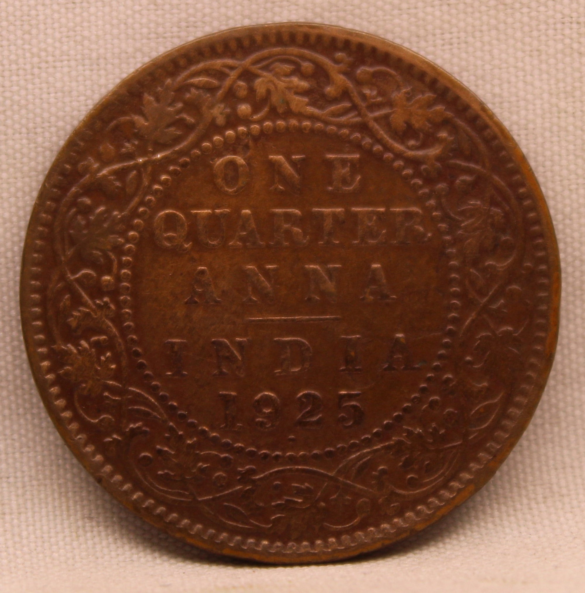 1/4 Anna Coin of King George V of Calcutta Mint of 1925 Bronze