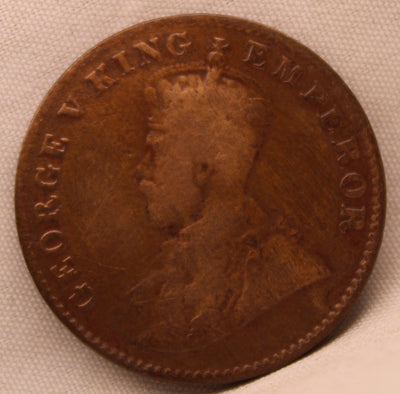 1/4 Anna Coin of King George V of Calcutta Mint of 1925 Bronze