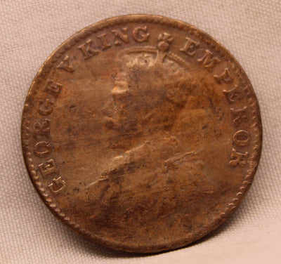 1/4 Anna Coin of King George V of Calcutta Mint of 1927 Bronze