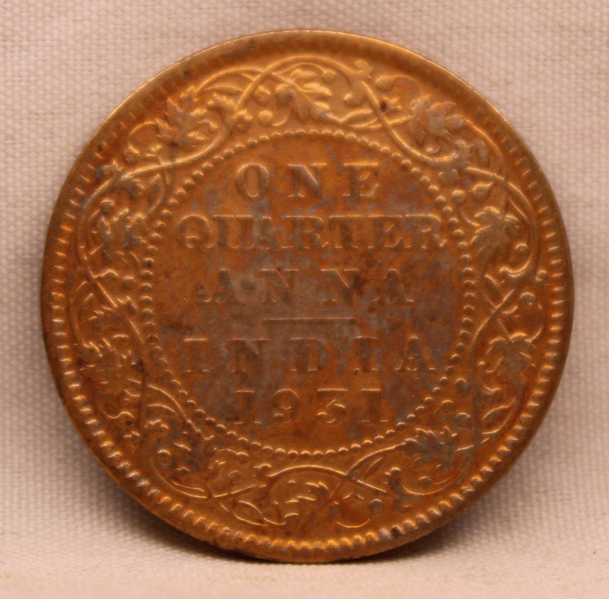 1/4 Anna Coin of King George V of Calcutta Mint of 1931 Bronze